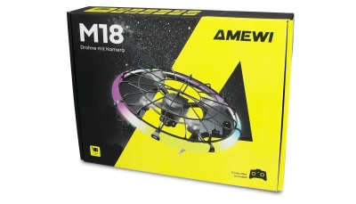 AMEWI Trade e.K. Dron M18 s kamerou a LED osvětleným ochranným kruhem RTF Brushless, gesta, FPV