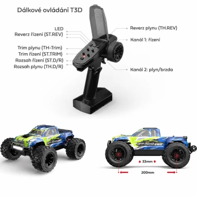 Amewi Hyper Go MTX14 střídavý motor 4x4 1:14 RTR LED rampa monster truck
