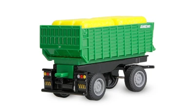Amewi Kovový RC traktor s přívěsem 1:64 RTR zelený, 3 rychlostní stupně, LED světla
