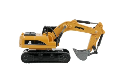 AMEWI Trade e.K. Mini kovový RC bagr, 8 kanálů, měřítko 1:64, RTR
