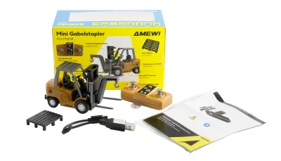 AMEWI Trade e.K. Mini kovový RC vysokozdvižný vozík 8kanálový 1:64 RTR