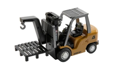 AMEWI Trade e.K. Mini kovový RC vysokozdvižný vozík s přívěsem, proporcionální 8kanálový 1:64 RTR