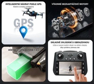 AMEWI AMXFlight X8TGPS šedý RC dron s GPS, HD kamerou a displejem ve vysílači
