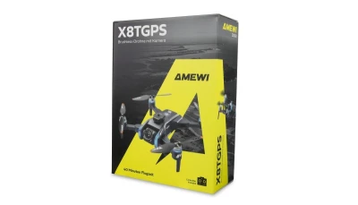 AMEWI AMXFlight X8TGPS šedý RC dron s GPS, HD kamerou a displejem ve vysílači