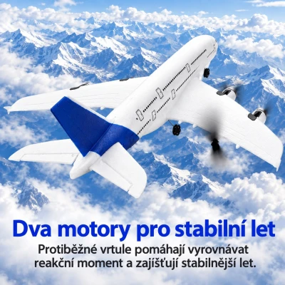 AIRBUS A380 RC letadlo se stabilizací, 3ch - motory a výškovka, 510mm, RTF 2,4GHz, EPP