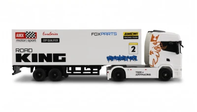 Amewi Scania 730 S bílý driftovací RC kamion s návěsem, GYRO, 4x4, 1:64, RTR