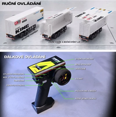 Amewi Scania 730 S bílý driftovací RC kamion s návěsem, GYRO, 4x4, 1:64, RTR