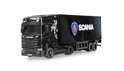 AMEWI Trade e.K. RC licencovaná Scania 730 S s návěsem, GYRO, driftovací, proporcionální pohon 4x4, 1:64 RTR, černá