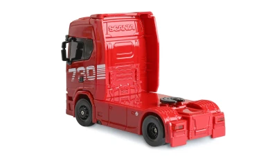 Amewi Scania 730 S červené RC licencované driftovací nákladní auto s návěsem, GYRO, proporcionální pohon 4x4, 1:64 RTR