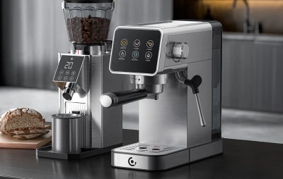 AMZCHEF CE-AZ-EM1507-SV stříbrno-černý pákový kávovar