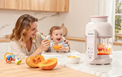 AMZCHEF CE-F5-CW bílo-růžový přístroj na přípravu dětské výživy