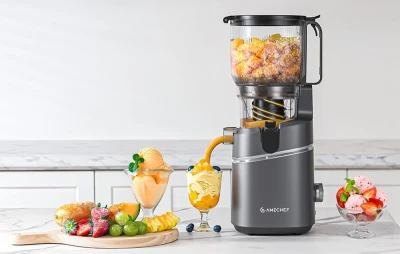 Amzchef CE-SJ-036C-GA tmavě šedý odšťavňovač s pomalým otáčením