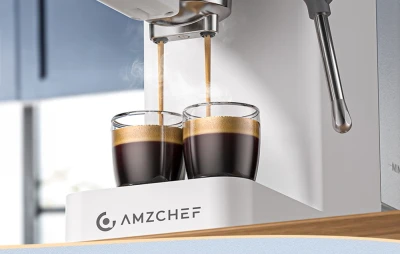 Amzchef Kávovar CE-EM3131-WT s pístovým systémem (bílý)