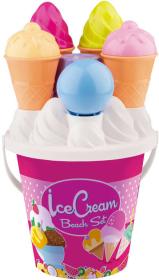 Androni Výroba zmrzliny a cupcake set kyblík s formičkami na písek 14ks 2 barvy