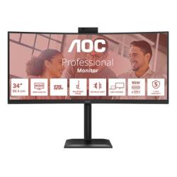 AOC LCD CU34E4CW 34" zakřivený VA/3440x1440@120Hz/4ms/350cd/2xHDMI/DP/4xUSB/2xUSB-C/RJ45/Webcam/Repro/HAS/VESA