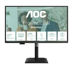AOC LCD Q27P4CV 27" IPS/2560x1440@120Hz/4ms/350cd/HDMI/DP/4xUSB/USB-C dock/RJ45/Repro/Pivot/HAS/5 let