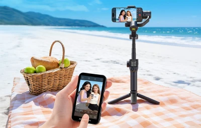 AOCHUAN S3 černý tříosý stabilizátor pro smartphony s přídavným displejem