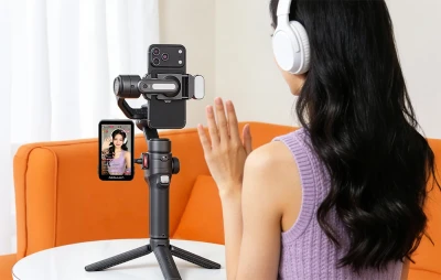 AOCHUAN S3 černý tříosý stabilizátor pro smartphony s přídavným displejem