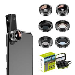 Apexel Sada mobilních objektivů APL-DG6V2 6 v 1 univerzální (černá)