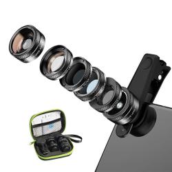 Apexel Sada mobilních objektivů APL-DG6V2 6 v 1 univerzální (černá)