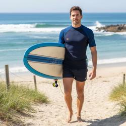 Aqualung Pánske lycrové tričko SLIM FIT čierna/modrá, krátky rukáv