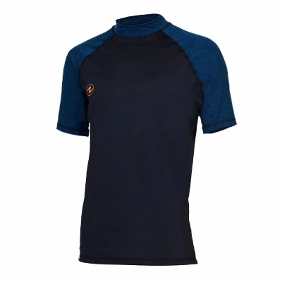 Aqualung Pánské lycrové triko SLIM FIT černá/modrá, krátký rukáv