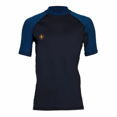 Aqualung Pánské lycrové triko SLIM FIT černá/modrá, krátký rukáv