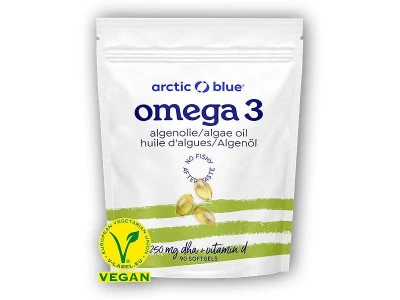 Arctic blue Vegan Omega 3 Algae 90 kapslí (250mg DHA Vitamin D 400IU)
