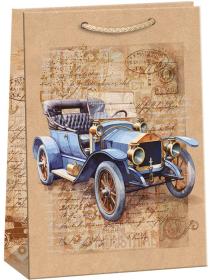 Argus Taška dárková auto veterán 31x42x12cm papírová natur Eco Friendly