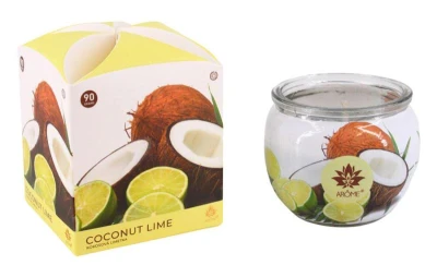 Arome Svíčka vonná sklo KOKOS LIMETKA 90g (hoří 22hod) Arome Svíčka vonná sklo KOKOS LIMETKA 90g (hoří 22hod)