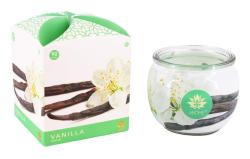 Arome Svíčka vonná sklo VANILKA 90g (hoří 22hod) Arome Svíčka vonná sklo VANILKA 90g (hoří 22hod)
