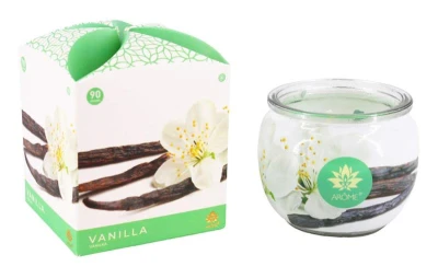 Arome Svíčka vonná sklo VANILKA 90g (hoří 22hod) Arome Svíčka vonná sklo VANILKA 90g (hoří 22hod)
