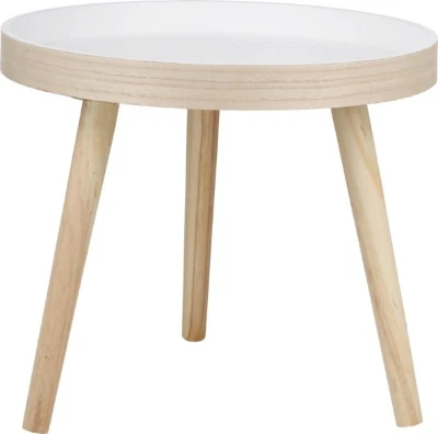 Articasa Odkládací stolek kulatý dřevo/bílá 40 cm