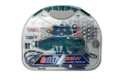 ASIST Bruska mini přímá 135W v kufru, příslušenstvím 210díl. ASIST