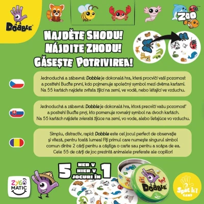 Asmodee Hra postřehová Dobble ZOO new v plechové krabičce (společenská hra)