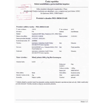 Aspermühle-Bienenschwarm Mladý ječmen z Německa bio prášek