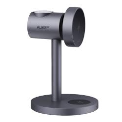 Aukey Bezdrátová nabíječka MagFusion 3 v 1 LC-MC311, 15W Qi2 (šedá)