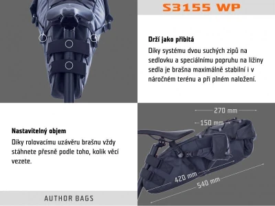 Author Brašna pod sedlo A-S3155 SuMo Waterproof X25 (černá)