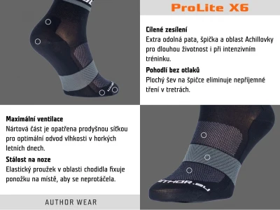 Author ProLite X6 bílé/šedé cyklistické ponožky