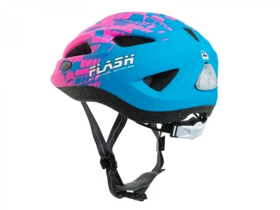 Author Flash LED Inmold X8 (162 ružová-neónová/modrá-matná) detská cykloprilba