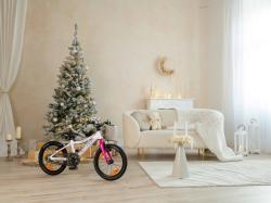 Author Record 16 2025 bílá/růžová/fialová dětské kolo + blikačky zdarma