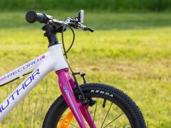 Author Record 16 2025 limeta/modrá dětské kolo + blikačky zdarma