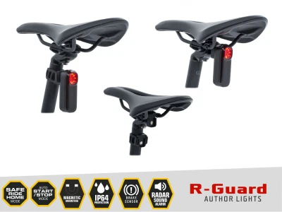 Author R-Guard Alloy USB černá/červené sklo 90 lm zadní světlo