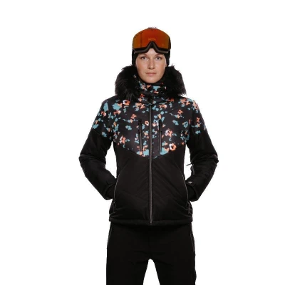 Authority SJ-GLAM W printed black dámská lyžařská bunda