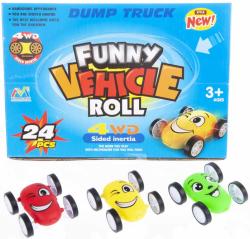 Autíčko veselé překlápěcí s obličejem 6cm na setrvačník 3 barvy plast Autíčko veselé překlápěcí s obličejem 6cm na setrvačník 3 barvy plast