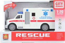 Auto ambulance bílá sanitní vůz na baterie Světlo Zvuk plast Auto ambulance bílá sanitní vůz na baterie Světlo Zvuk plast