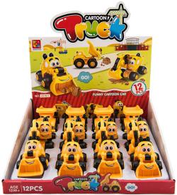 Auto baby veselé stavební 9cm s očima žluté volný chod 3 druhy plast