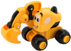 Auto baby veselé stavební 9cm s očima žluté volný chod 3 druhy plast