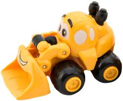 Auto baby veselé stavební 9cm s očima žluté volný chod 3 druhy plast