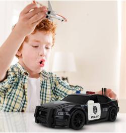 Auto černé policejní 1:20 Policie na baterie Světlo Zvuk